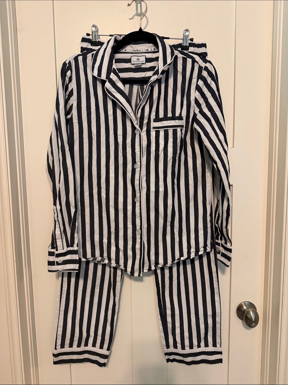 Petite Plume 100% Cotton Striped Navy Blue & White Pajama Set size XS